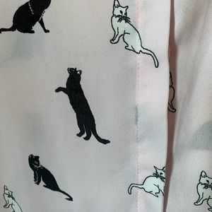 ASOS Pink Playful Cats Button Up Blouse 14